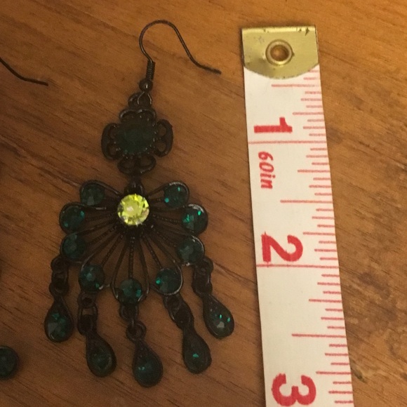 Black and Green Dangling Earrings 🎉2 for $7🎉 - Picture 2 of 2